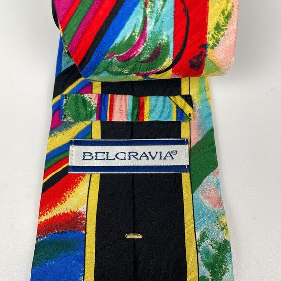 💗3/$30💗 Vintage Belgravia 100% Silk Men's Neck Tie Multicolor Abstract 80s - Picture 4 of 5